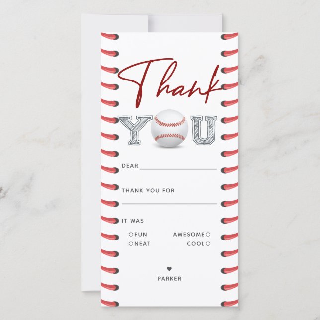 Birthday Baseball Thank You Card (Front)