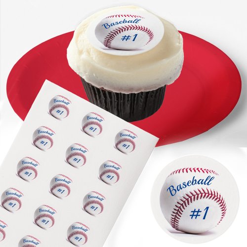 Birthday Baseball with Name and Age Edible Frosting Rounds