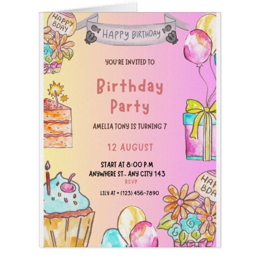 Birthday Bash Cards (Front)