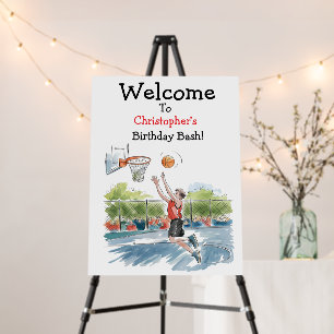 Birthday Bash: Hoops and Hype Welcome Sign