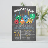 Birthday Bash Monster Birthday Invitation (Standing Front)