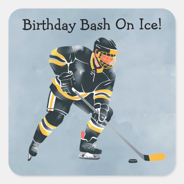 Birthday Bash On Ice Square Sticker (Front)