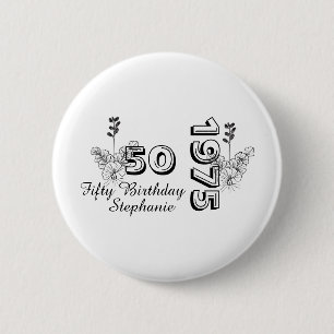 Birthday Bash Personalized 50th milestone birthday Button