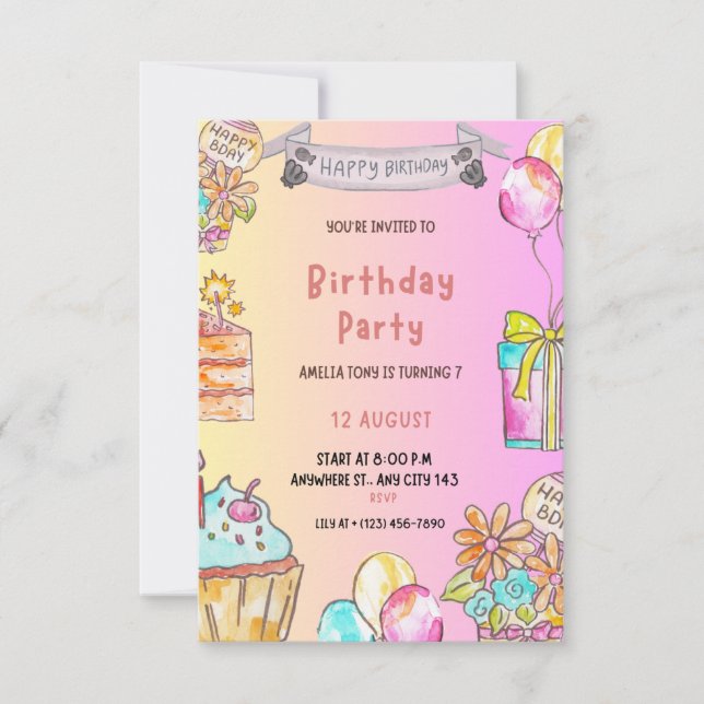 Birthday Bash RSVP Card (Front)