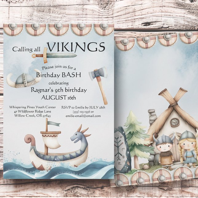 Birthday Bash Viking Themed Kids Birthday Invitation (Creator Uploaded)