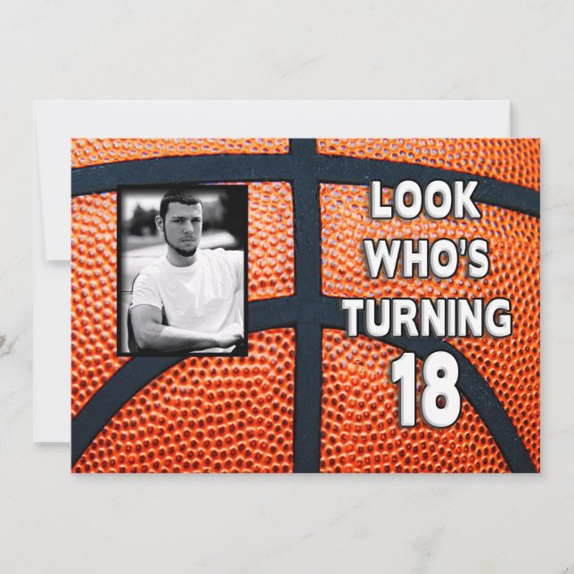 BIRTHDAY - BASKETBALL - 18TH INVITATION/PHOTO INVITATION (Front)