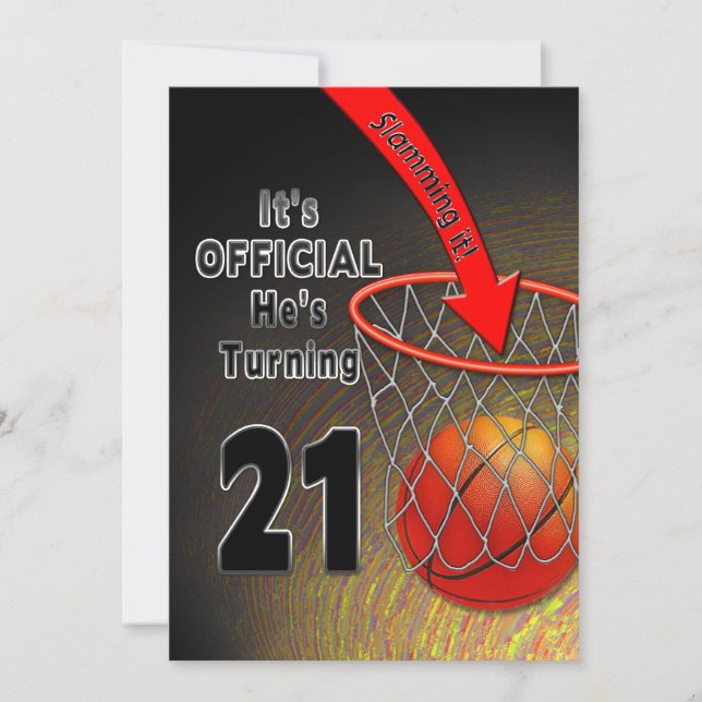 BIRTHDAY - BASKETBALL - 21st INVITATION (Front)