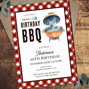 Birthday BBQ 20th Adult Party Invitation