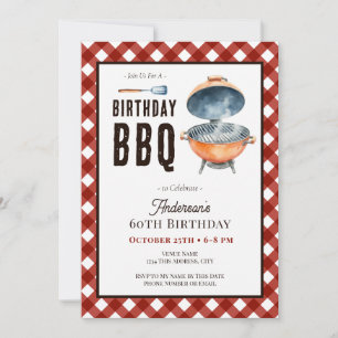 Birthday BBQ 60th Adult Party Invitation