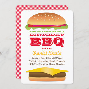 Birthday BBQ Cheeseburger Stack Invitation