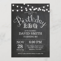 Birthday BBQ Invitation 80th Birthday Chalkboard