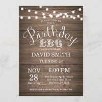 Birthday BBQ Invitation Rustic 20th Birthday