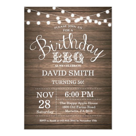 Birthday BBQ Invitation Rustic 50th Birthday | Zazzle.com