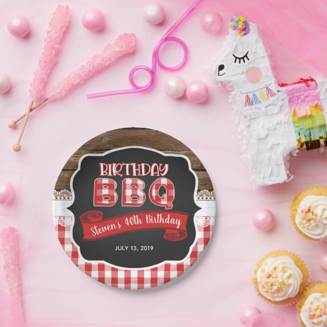 Birthday BBQ Paper Plate - Red (Party)