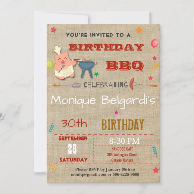 BIRTHDAY BBQ PARTY INVITATION | ANY AGE (Front)