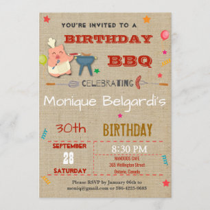 BIRTHDAY BBQ PARTY INVITATION ANY AGE