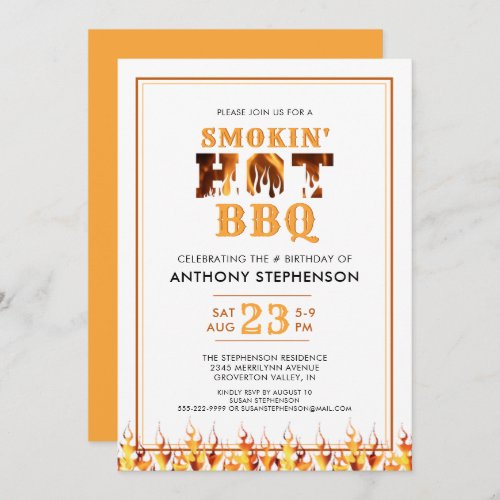 Birthday BBQ Smoker Summer Party Invitation