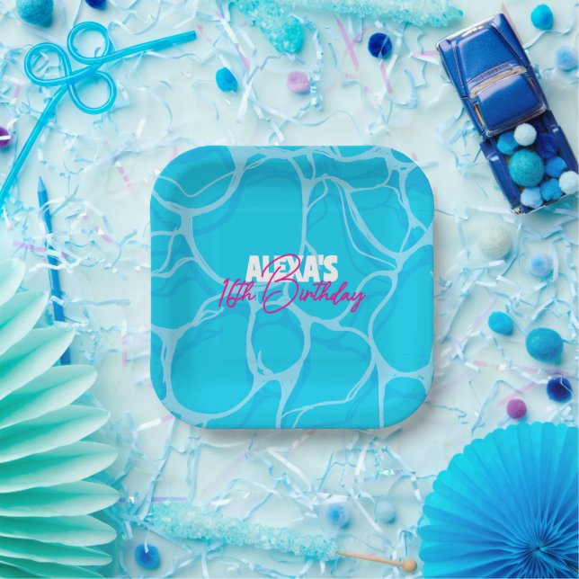 Birthday Bday Pool Party Paper Plates (Party)
