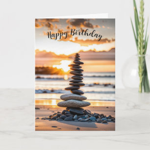 Birthday Beach Cairn Card