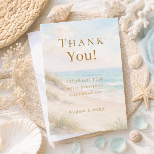 Birthday beach coastal summer thank you card