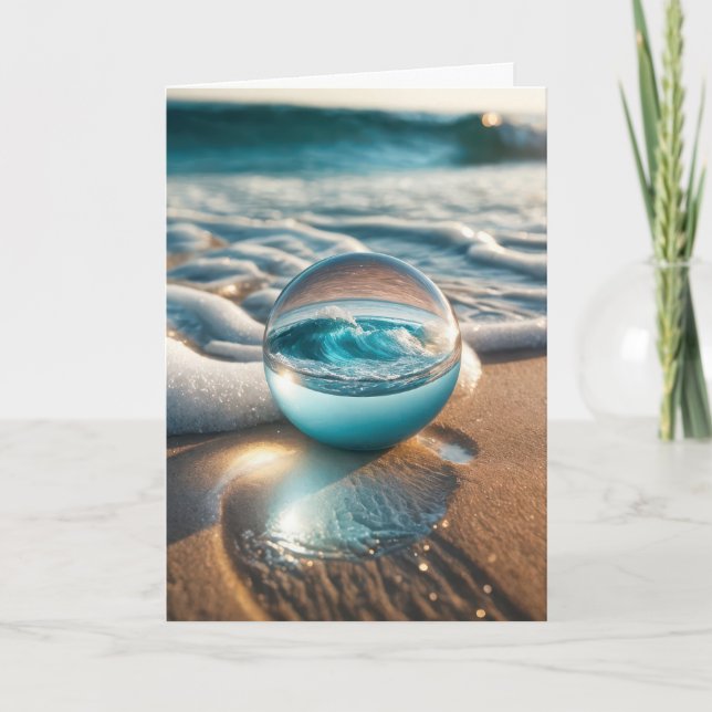 Birthday Beach Lens Ball  Holiday Card (Front)