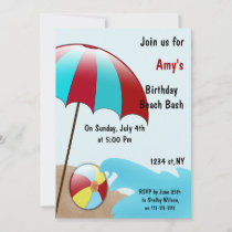 Birthday Beach Party Invitations