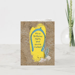 Birthday Beach Party Letterpress Thank You Card