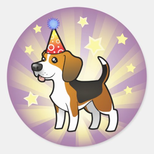 Birthday Beagle Classic Round Sticker