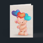 Birthday Bear and Balloons for Granddaughter Card<br><div class="desc">Cute teddy bear with a heart balloon bouquet on a soft burlap background for a granddaughter's birthday.</div>
