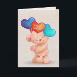 Birthday Bear and Balloons for Sister-in-law Card<br><div class="desc">Cute teddy bear with a heart balloon bouquet on a soft burlap background for a sister-in-law's birthday.</div>