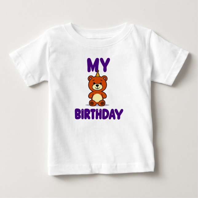 Birthday Bear Baby T-Shirt (Front)