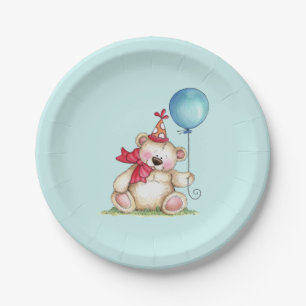 Birthday Bear Balloon Paper Plates