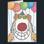 BIRTHDAY BEAR CARD<br><div class="desc">An overeager bear celebrates: HEY, BIRTHDAYS!</div>