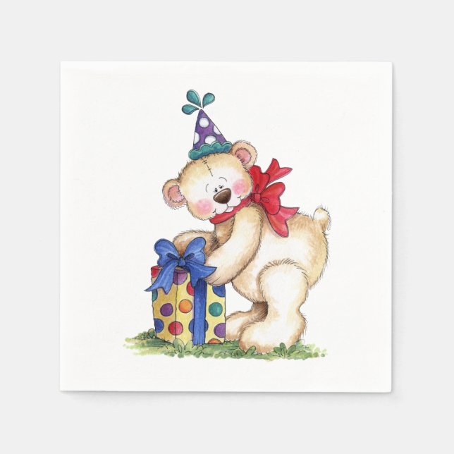 Birthday Bear Gift Napkins (Front)