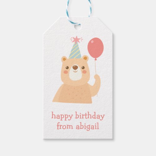 Birthday Bear Personalized Gift Tags