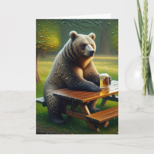 Birthday Bear With a Beer Card
