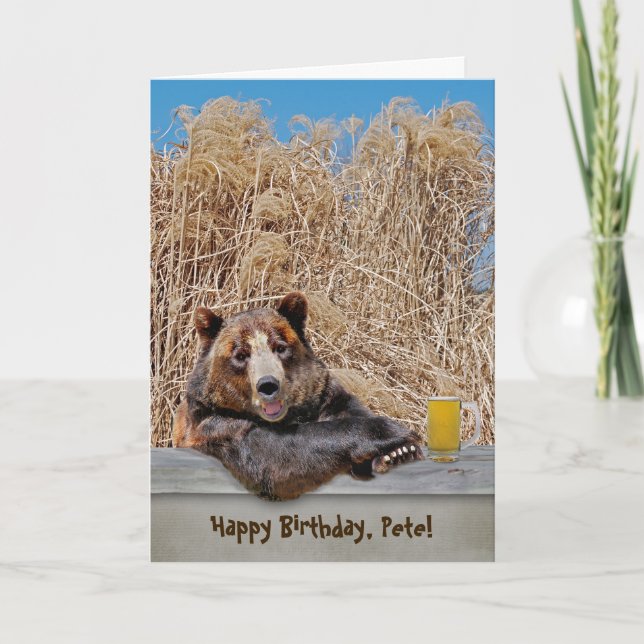 Birthday bear with beer card (Front)