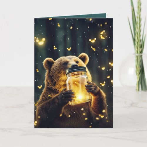 Birthday Bear With Fireflies In Jar Card