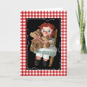 Birthday Bear with Rag Doll Card