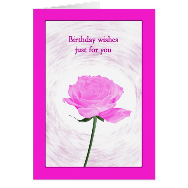 Birthday Beautiful Pink Rose Cards (Front)
