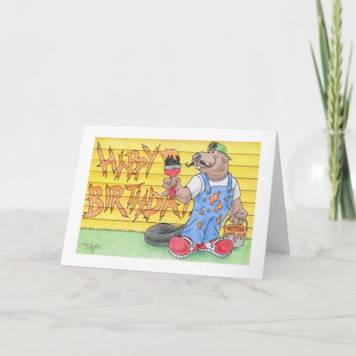 Birthday Beaver House Painter Card