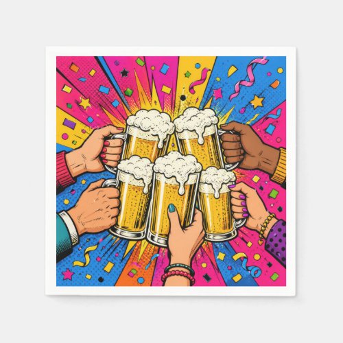Birthday Beer Cheers Pop Art Napkins