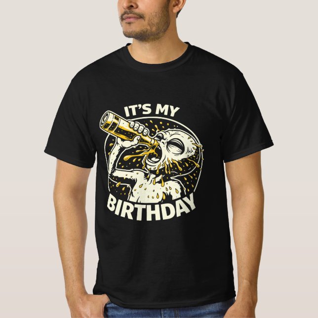 Birthday Beer Chugging Alien T-Shirt (Front)