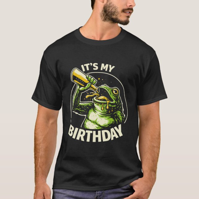 Birthday Beer Chugging Frog T-Shirt (Front)