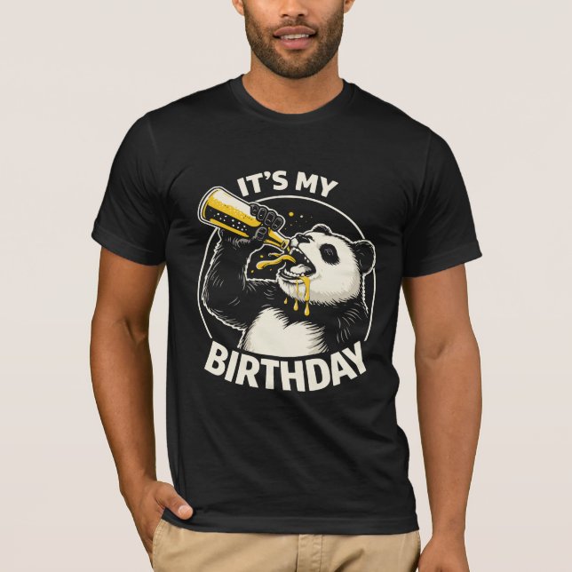 Birthday Beer Chugging Panda  T-Shirt (Front)