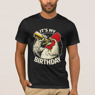 Birthday Beer Chugging Rooster T-Shirt