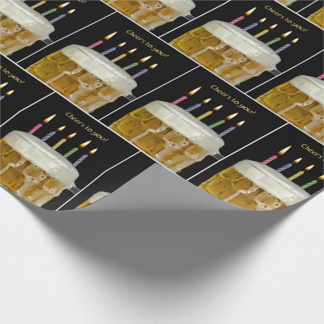 Birthday Beer Mug With Candles Wrapping Paper (Corner)