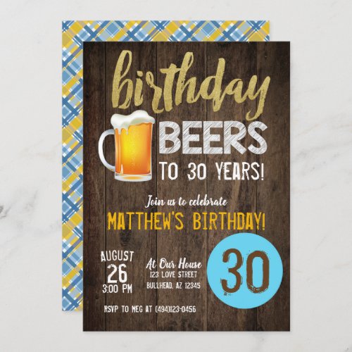 Birthday Beers mens birthday invitation
