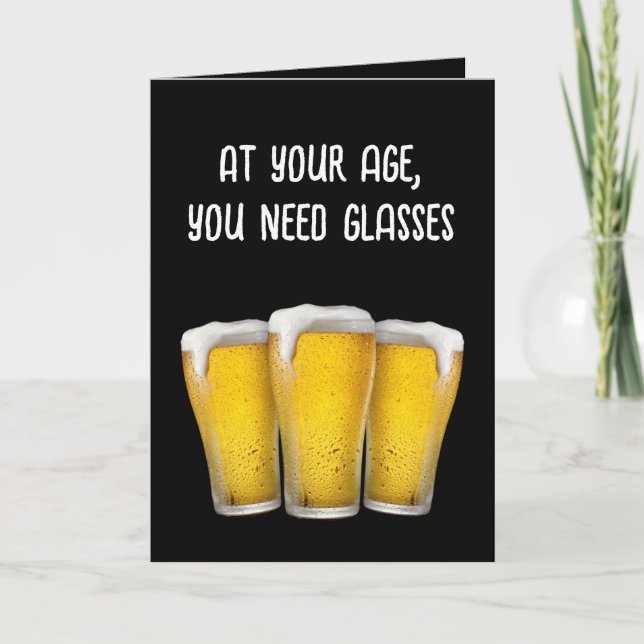 Birthday Beers On Black Card (Front)