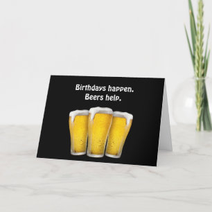 Birthday Beers on Black Card